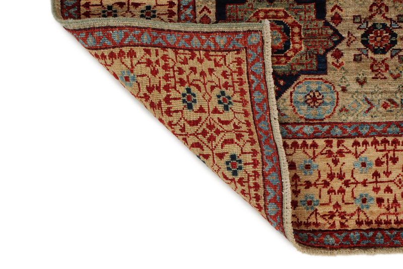 5x7 Ivory and Beige Turkish Tribal Rug