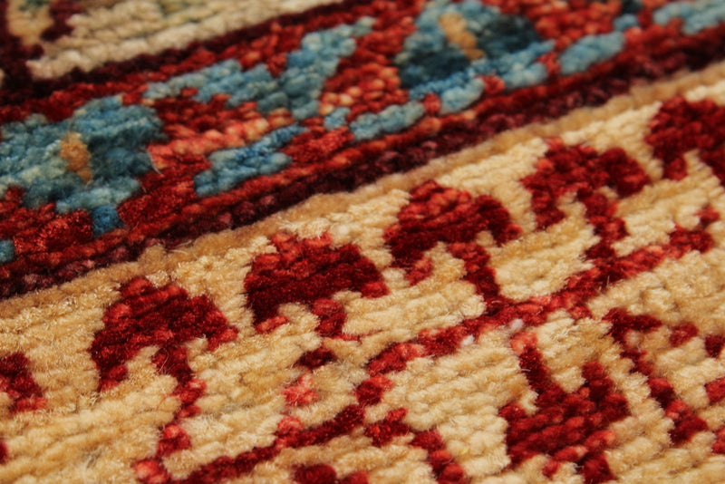5x7 Ivory and Beige Turkish Tribal Rug