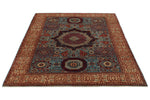 5x7 Blue and Ivory Turkish Tribal Rug