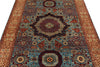5x7 Blue and Ivory Turkish Tribal Rug