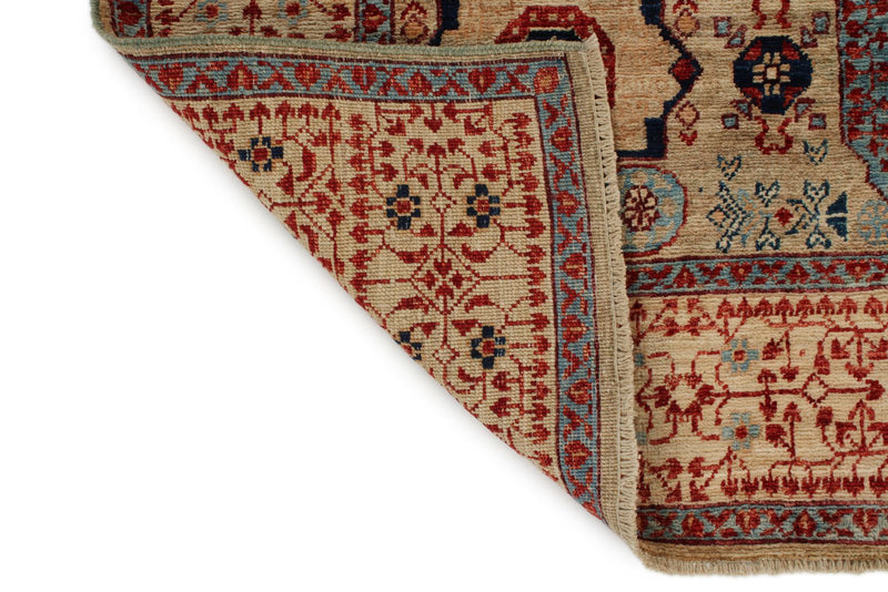 5x7 Beige and Ivory Turkish Tribal Rug