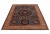 5x7 Blue and Ivory Turkish Tribal Rug