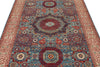 5x7 Blue and Ivory Turkish Tribal Rug