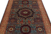 5x7 Blue and Ivory Turkish Tribal Rug