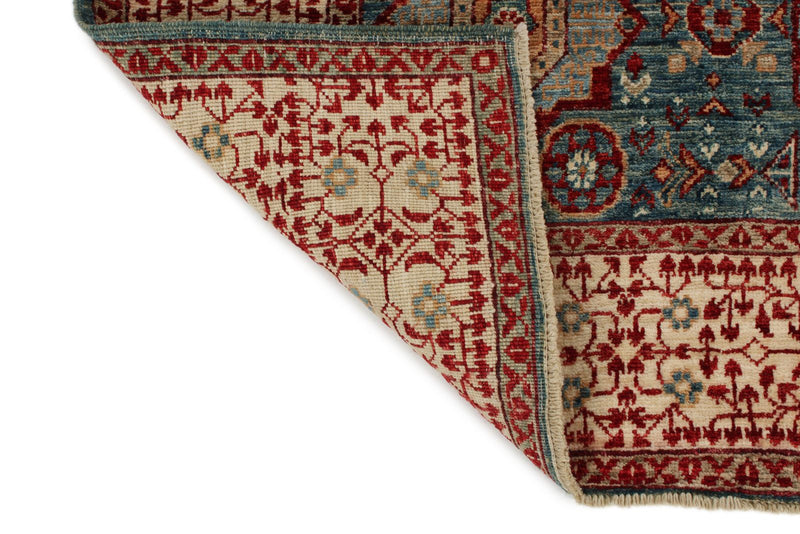 5x7 Ivory and Multicolor Turkish Tribal Rug