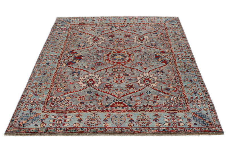 5x6 Gray and Blue Anatolian Traditional Rug