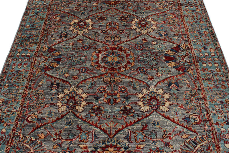 5x6 Gray and Blue Anatolian Traditional Rug