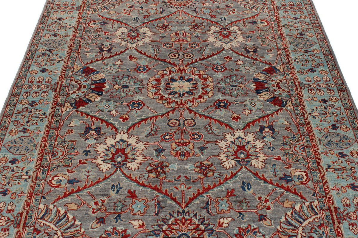 5x7 Gray and Blue Anatolian Traditional Rug