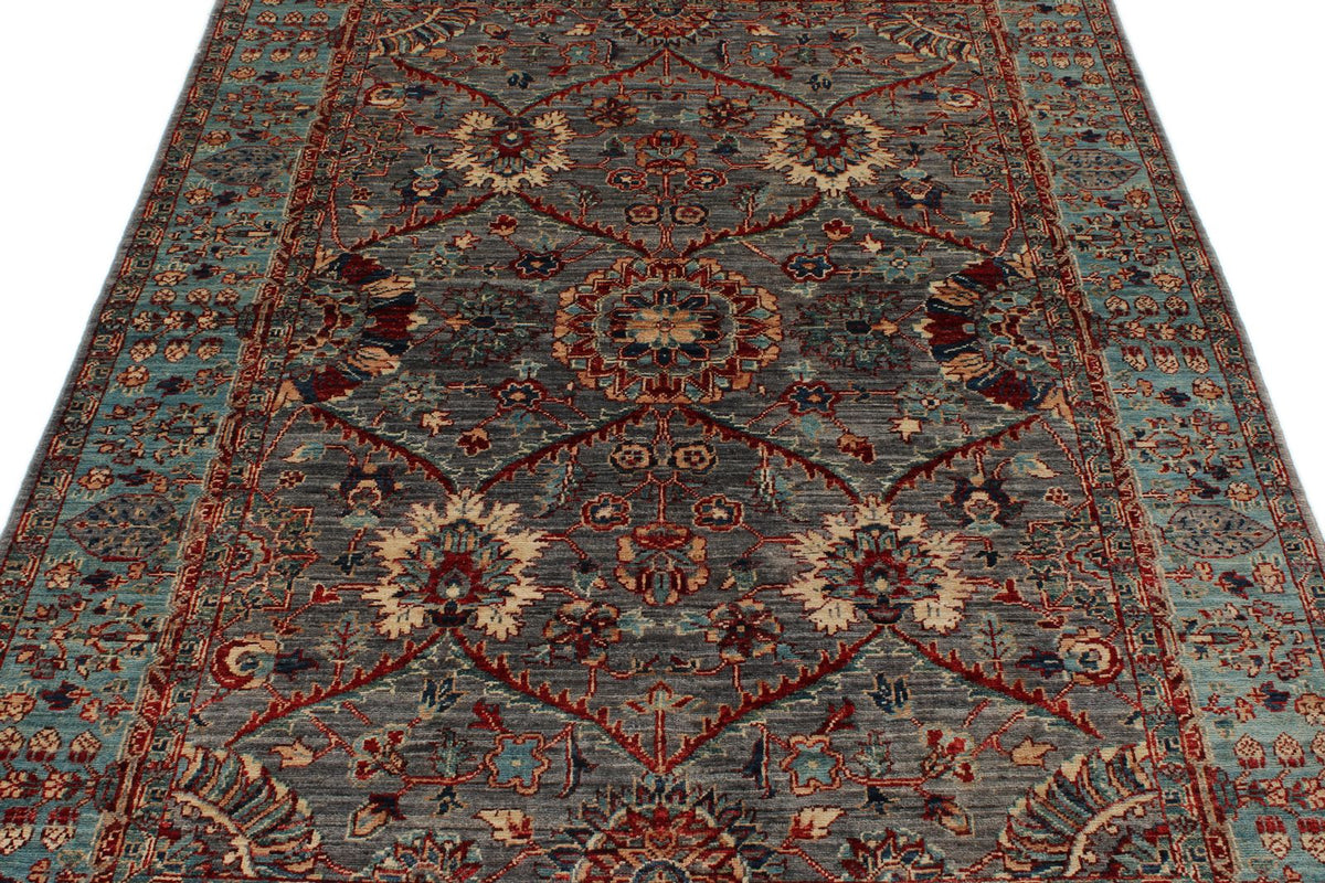 5x7 Gray and Blue Anatolian Traditional Rug