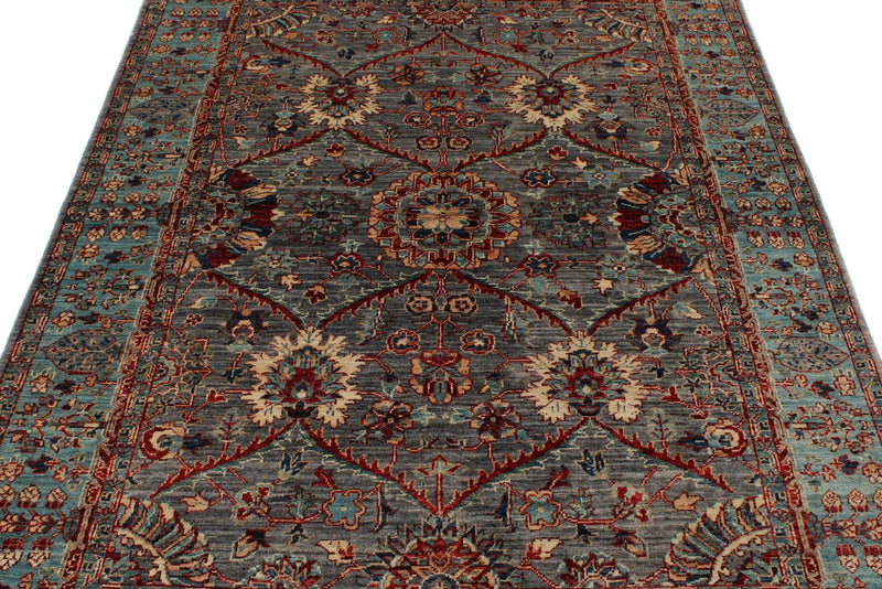 5x7 Gray and Blue Anatolian Traditional Rug