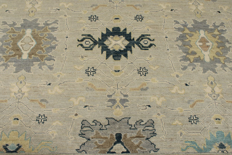 9x12 Gray and Multicolor Turkish Oushak Rug