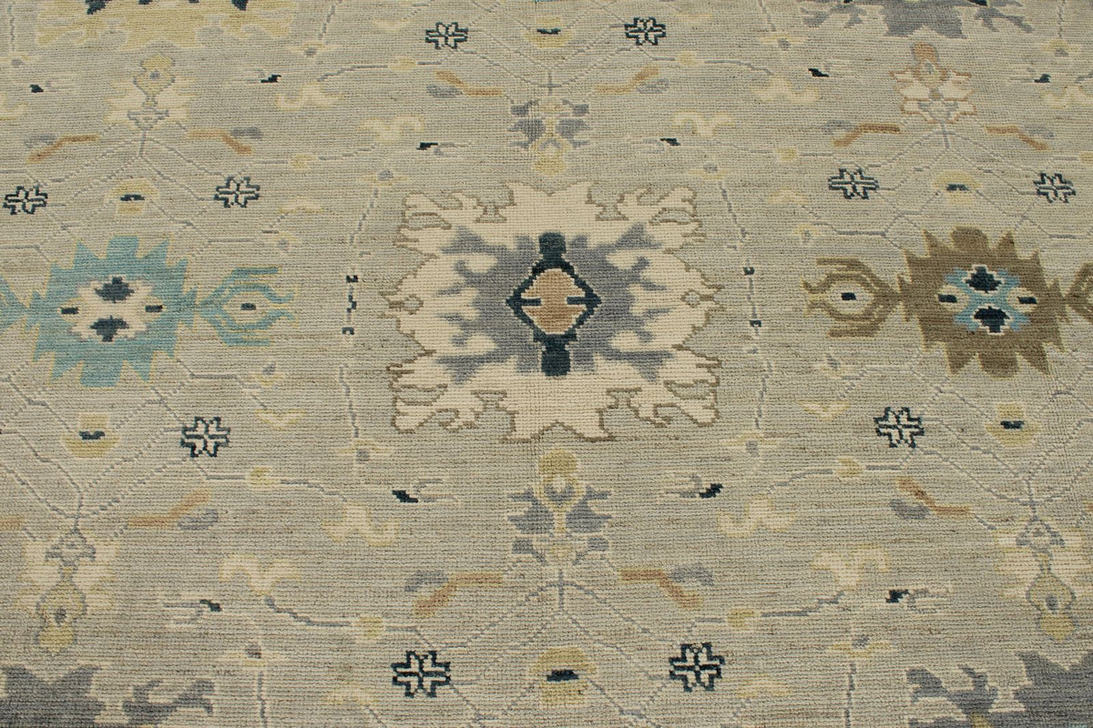 9x12 Gray and Multicolor Turkish Oushak Rug