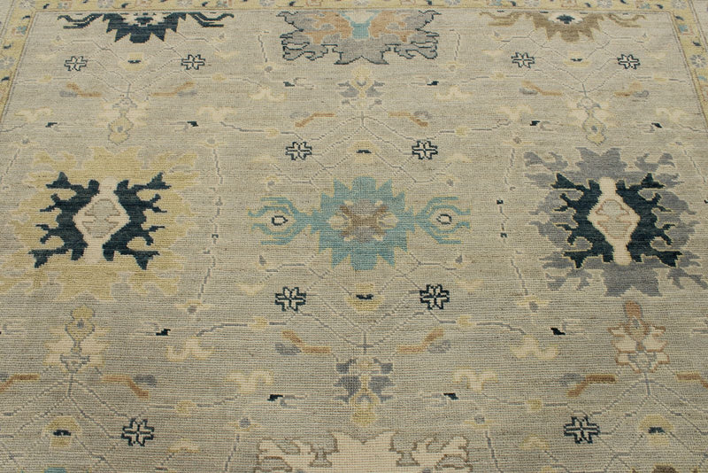 9x12 Gray and Multicolor Turkish Oushak Rug