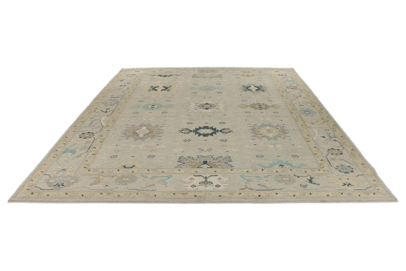 9x12 Gray and Multicolor Turkish Oushak Rug