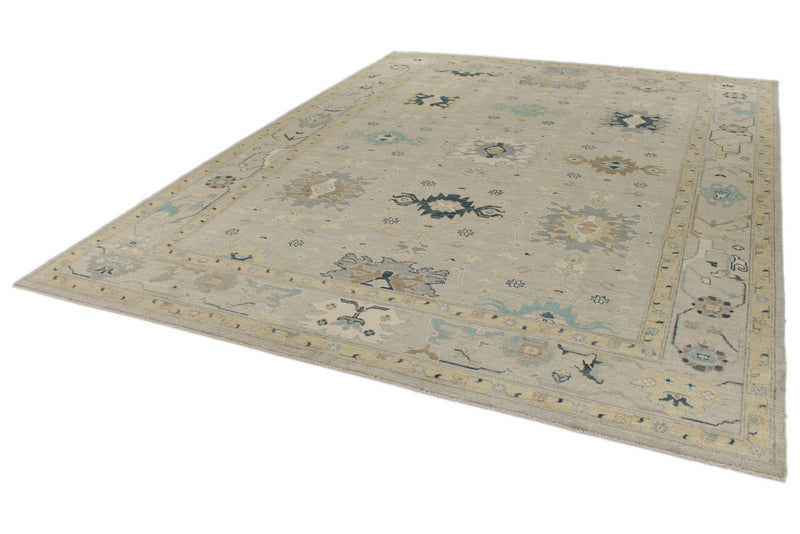 9x12 Gray and Multicolor Turkish Oushak Rug