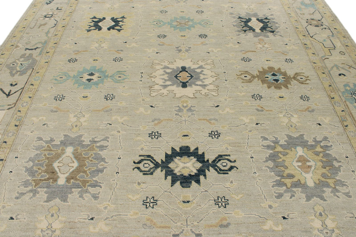 9x12 Gray and Multicolor Turkish Oushak Rug