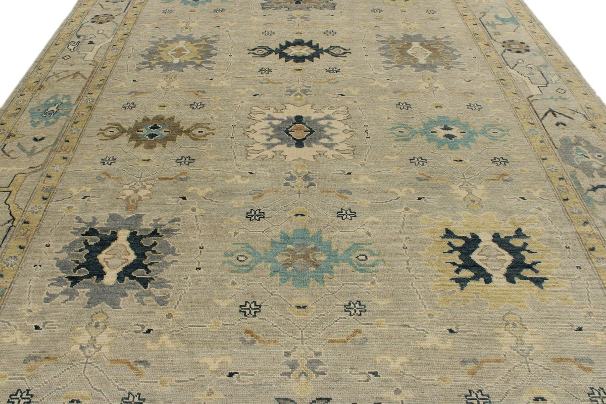 9x12 Gray and Multicolor Turkish Oushak Rug
