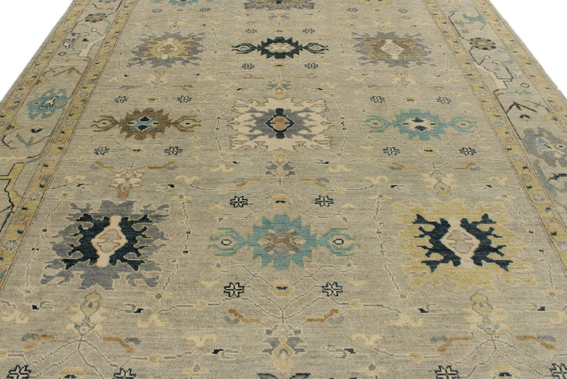 9x12 Gray and Multicolor Turkish Oushak Rug