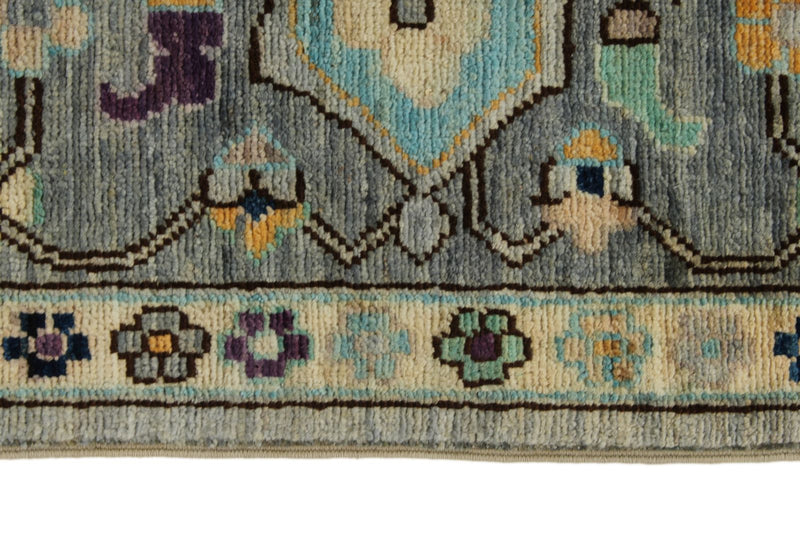 9x12 Gray and Multicolor Turkish Oushak Rug