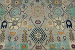 9x12 Gray and Multicolor Turkish Oushak Rug