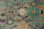 9x12 Gray and Multicolor Turkish Oushak Rug