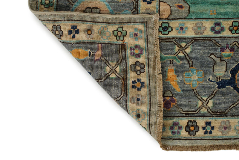 9x12 Gray and Multicolor Turkish Oushak Rug