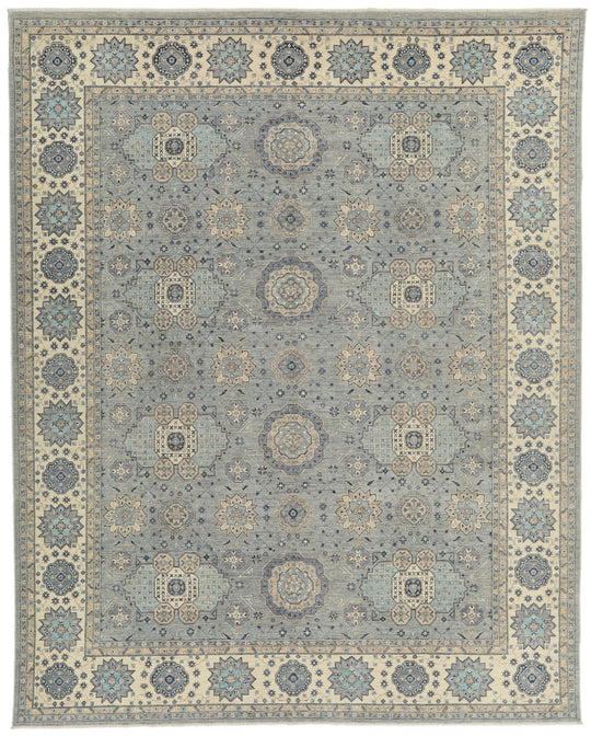 9x12 Gray And Ivory Turkish Oushak Rug