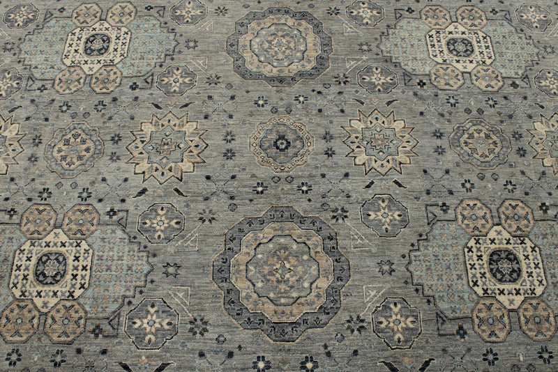 9x12 Gray And Ivory Turkish Oushak Rug
