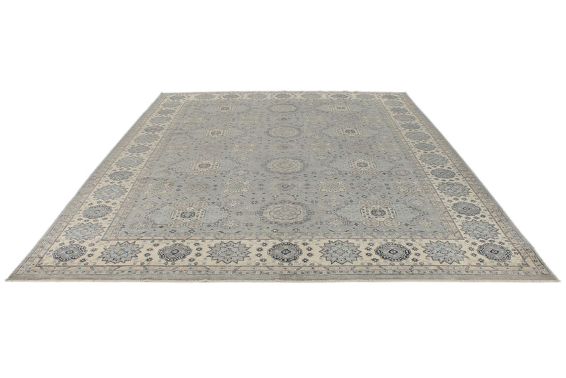 9x12 Gray And Ivory Turkish Oushak Rug