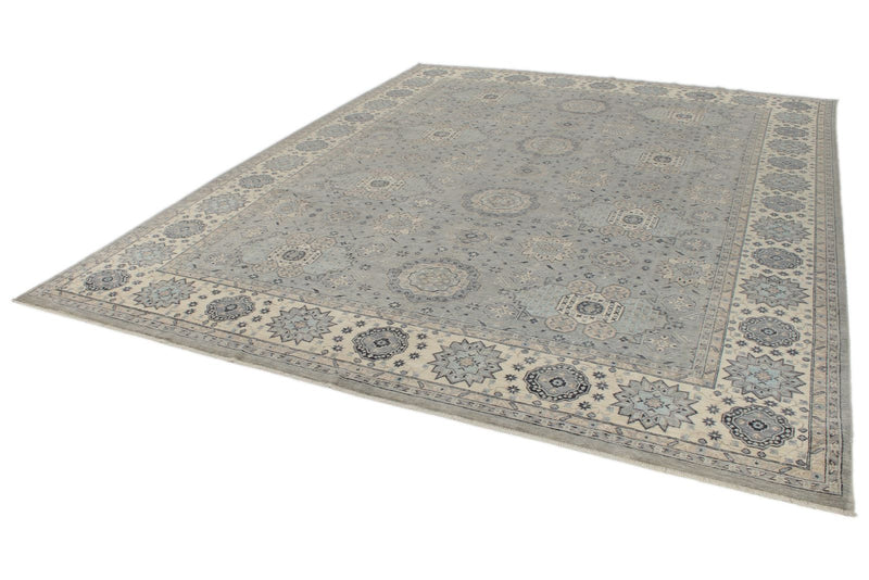 9x12 Gray And Ivory Turkish Oushak Rug
