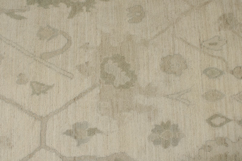 10x14 Ivory and Beige Turkish Oushak Rug