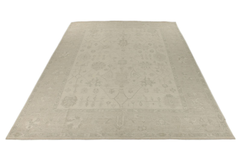 10x14 Ivory and Beige Turkish Oushak Rug