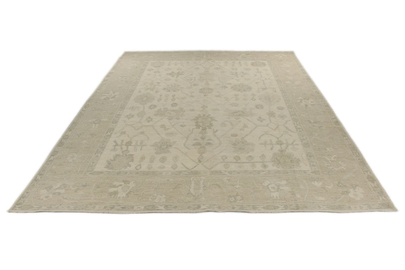 10x14 Ivory and Beige Turkish Oushak Rug