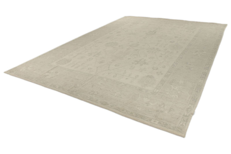 10x14 Ivory and Beige Turkish Oushak Rug