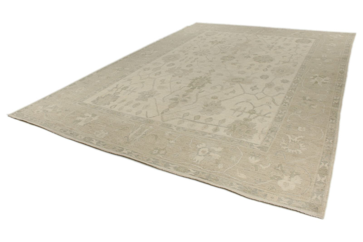 10x14 Ivory and Beige Turkish Oushak Rug