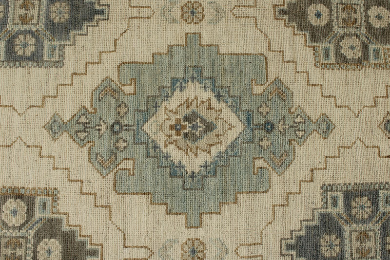 10x14 Ivory and Multicolor Turkish Oushak Rug