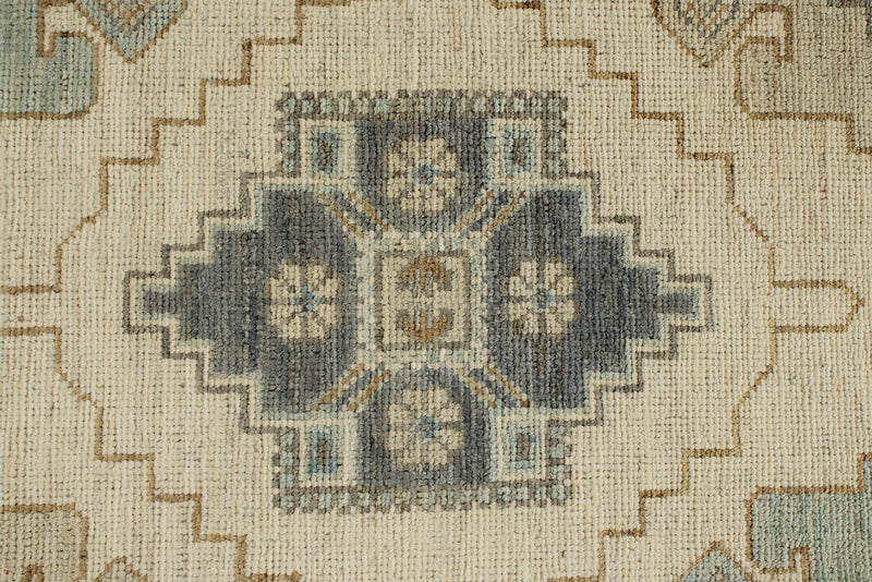 10x14 Ivory and Multicolor Turkish Oushak Rug