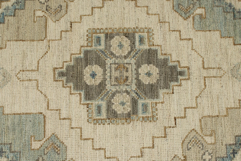 10x14 Ivory and Multicolor Turkish Oushak Rug