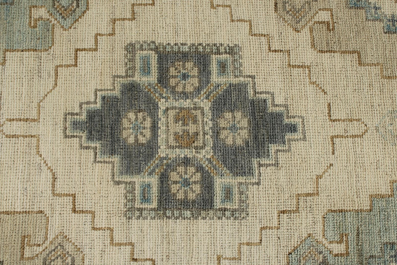 10x14 Ivory and Multicolor Turkish Oushak Rug