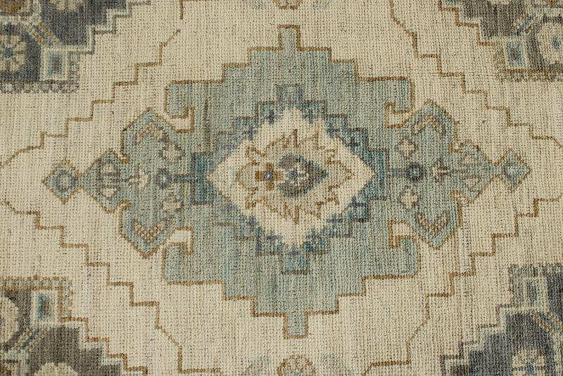 10x14 Ivory and Multicolor Turkish Oushak Rug
