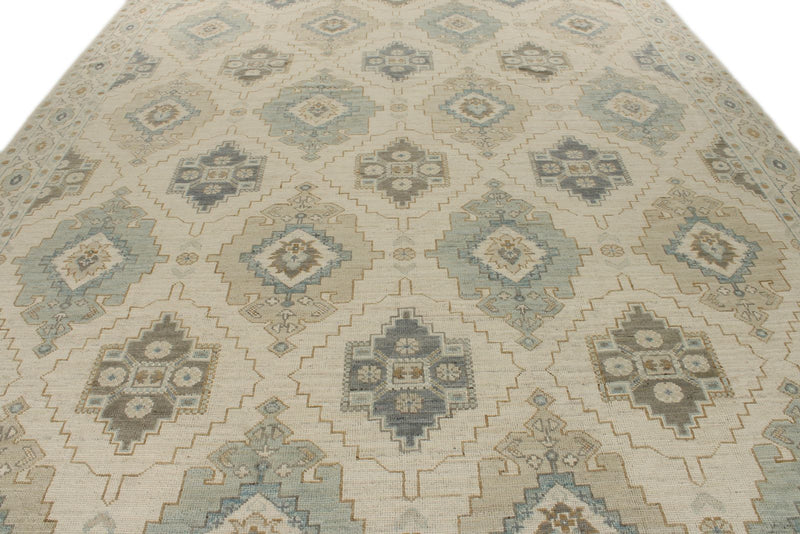 10x14 Ivory and Multicolor Turkish Oushak Rug