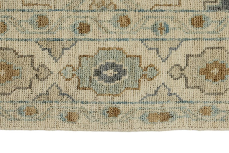 10x14 Ivory and Multicolor Turkish Oushak Rug