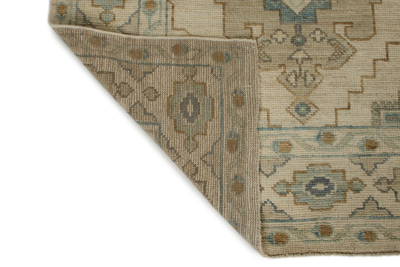 10x14 Ivory and Multicolor Turkish Oushak Rug