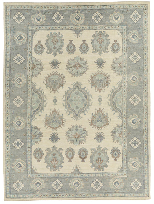 10x14 Ivory and Gray Turkish Oushak Rug