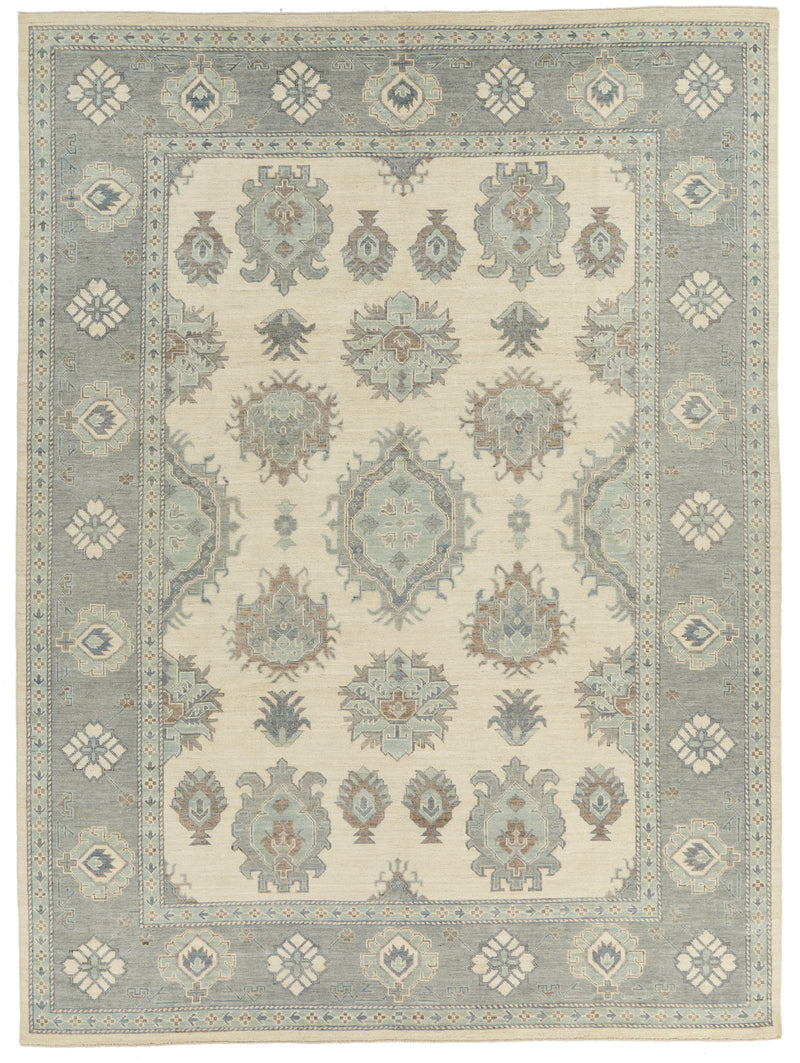 10x14 Ivory and Gray Turkish Oushak Rug