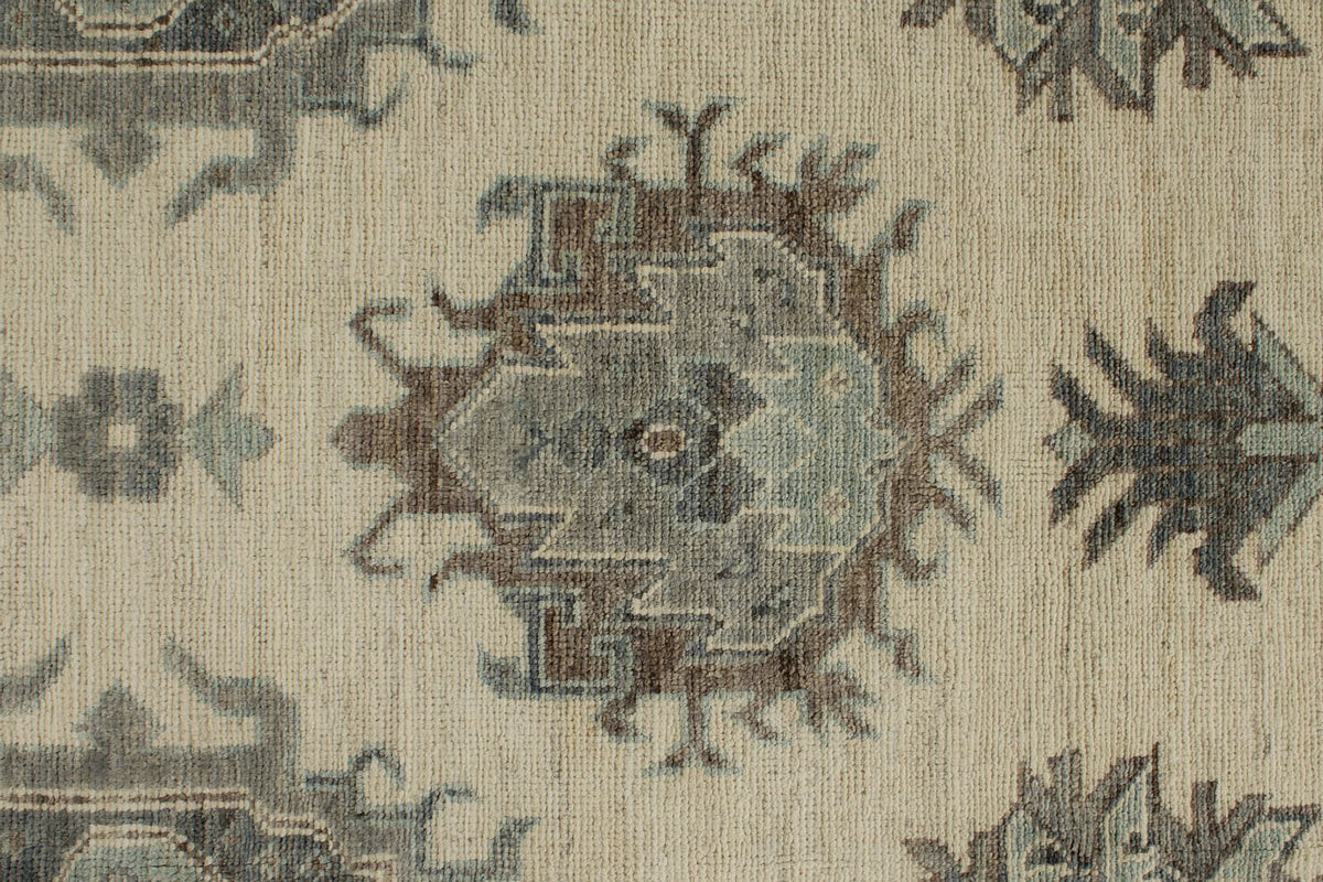 10x14 Ivory and Gray Turkish Oushak Rug