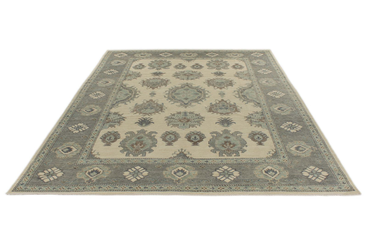 10x14 Ivory and Gray Turkish Oushak Rug