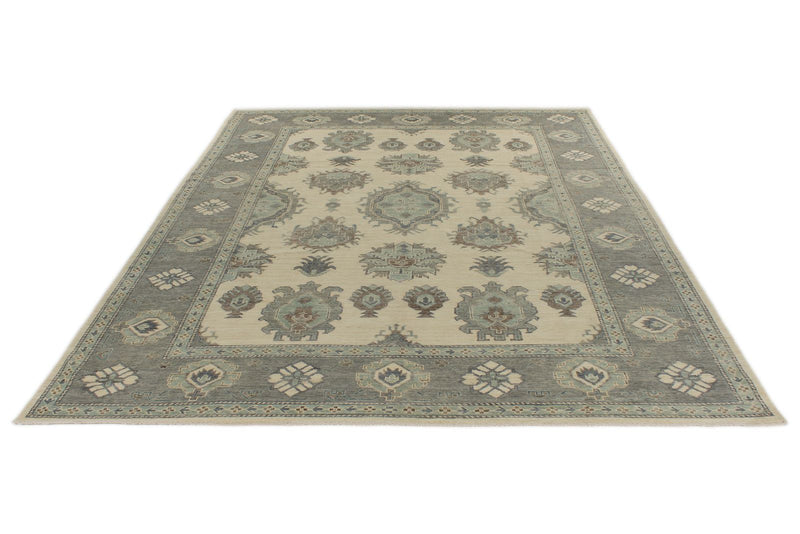 10x14 Ivory and Gray Turkish Oushak Rug