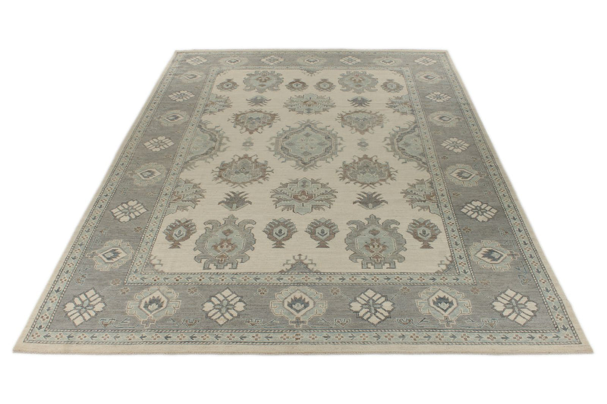 10x14 Ivory and Gray Turkish Oushak Rug