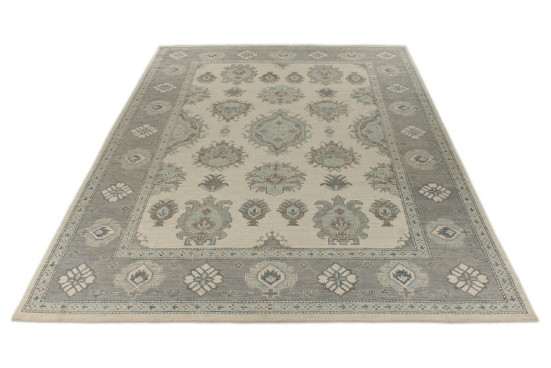 10x14 Ivory and Gray Turkish Oushak Rug